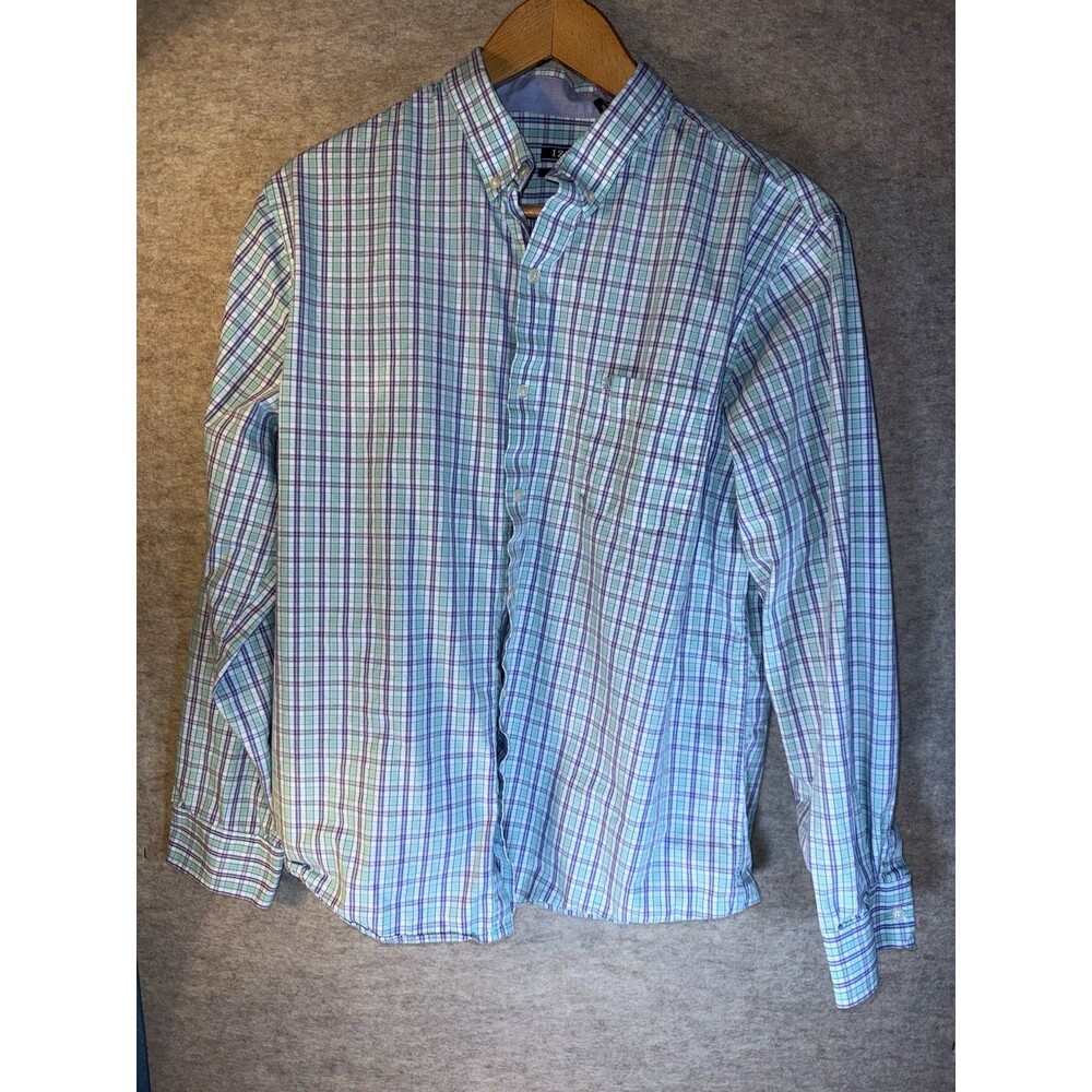 IZOD Men's Button Down Multi- Colored Plaid Long Sleeve XL Slim Fit